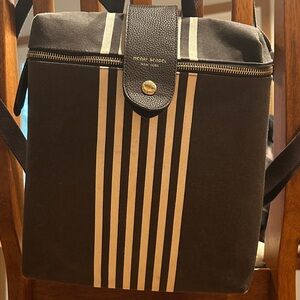 Henri Bendel Brown Backpack with White Stripes